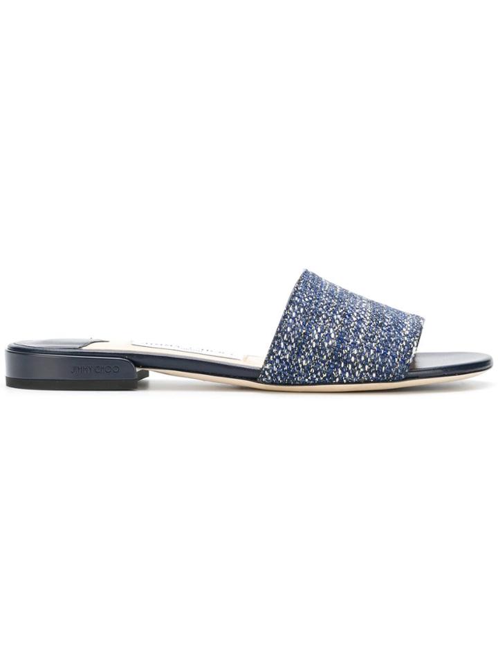 Jimmy Choo Jonie Tweed Slides - Blue