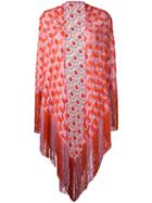 Missoni - Patterned Tassel Cape - Women - Polyester/cupro/viscose - One Size, Red, Polyester/cupro/viscose