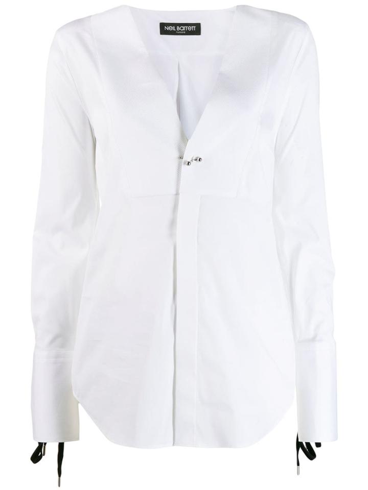 Neil Barrett Pleated Front Bib Shirt - White