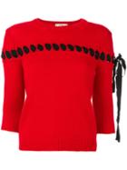 Fendi - Lace Through Knit Top - Women - Cotton/viscose/cashmere - 40, Red, Cotton/viscose/cashmere