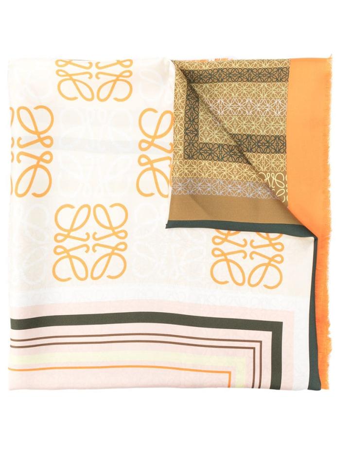 Loewe Logo Print Scarf - Orange
