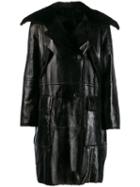 Yves Salomon Shearling Lined Coat - Black