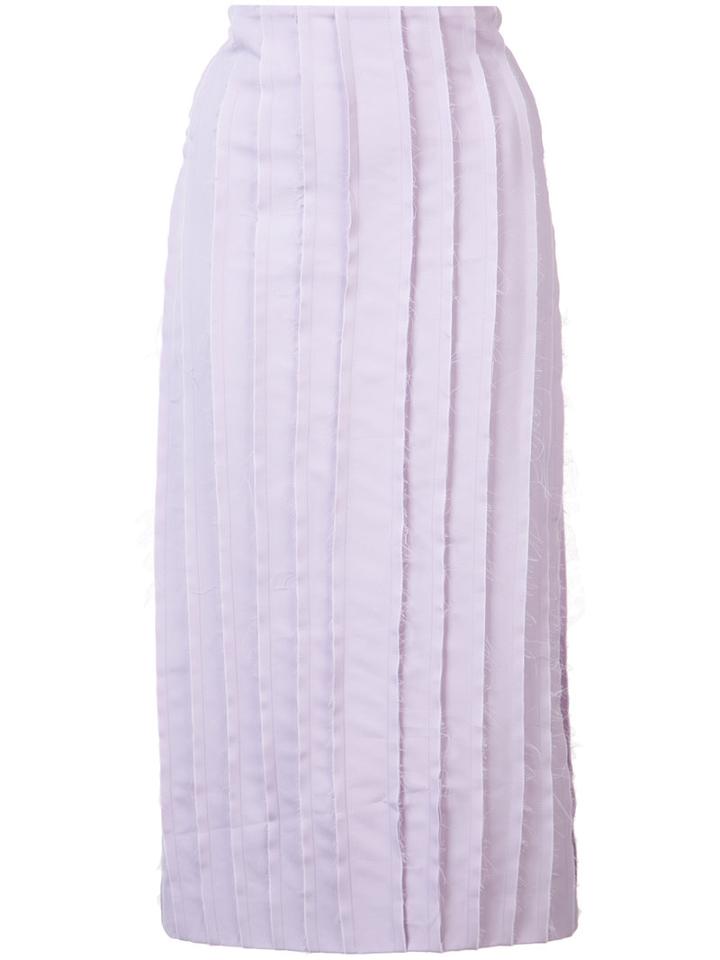 Jonathan Cohen - Frayed Pleat Skirt - Women - Silk/polyester/spandex/elastane/wool - 8, Pink/purple, Silk/polyester/spandex/elastane/wool