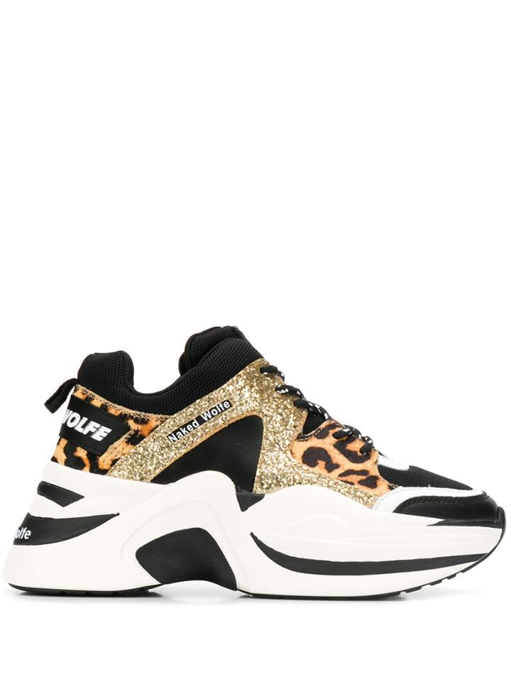 Naked Wolfe Leopard Glitter Sneakers - Black