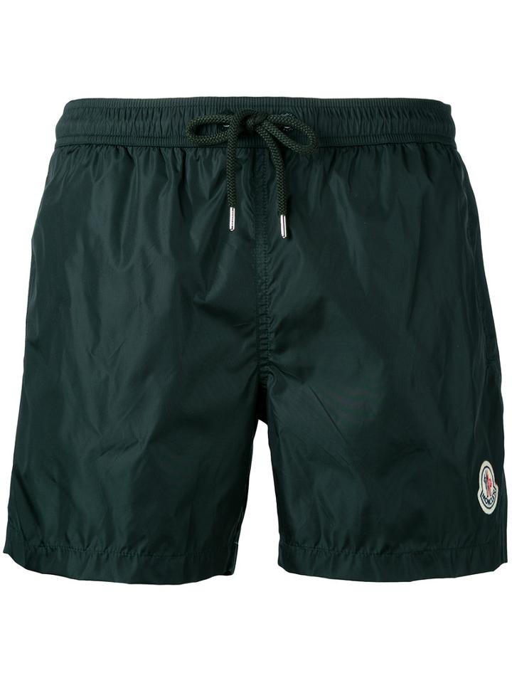 Moncler - Logo Plaque Swim Shorts - Men - Polyamide/polyester - Xxl, Green, Polyamide/polyester