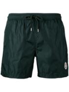 Moncler - Logo Plaque Swim Shorts - Men - Polyamide/polyester - Xxl, Green, Polyamide/polyester