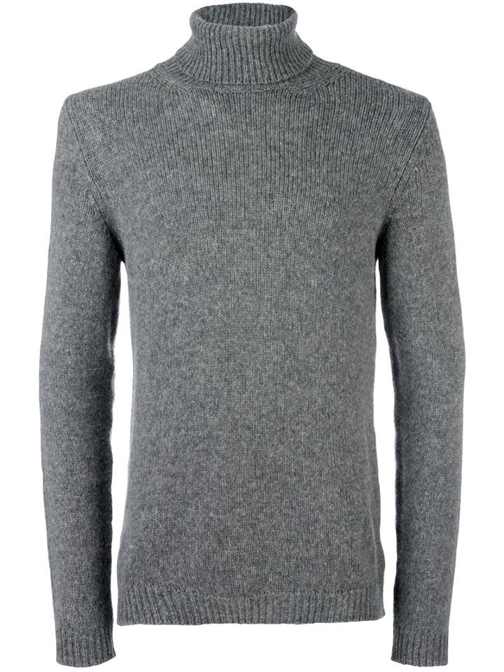 Roberto Collina Roll Neck Jumper, Men's, Size: 48, Grey, Nylon/camel Hair/merino