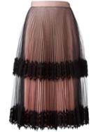 Christopher Kane Pleated Tulle Skirt, Women's, Size: 40, Black, Silk/acetate/nylon/polyester