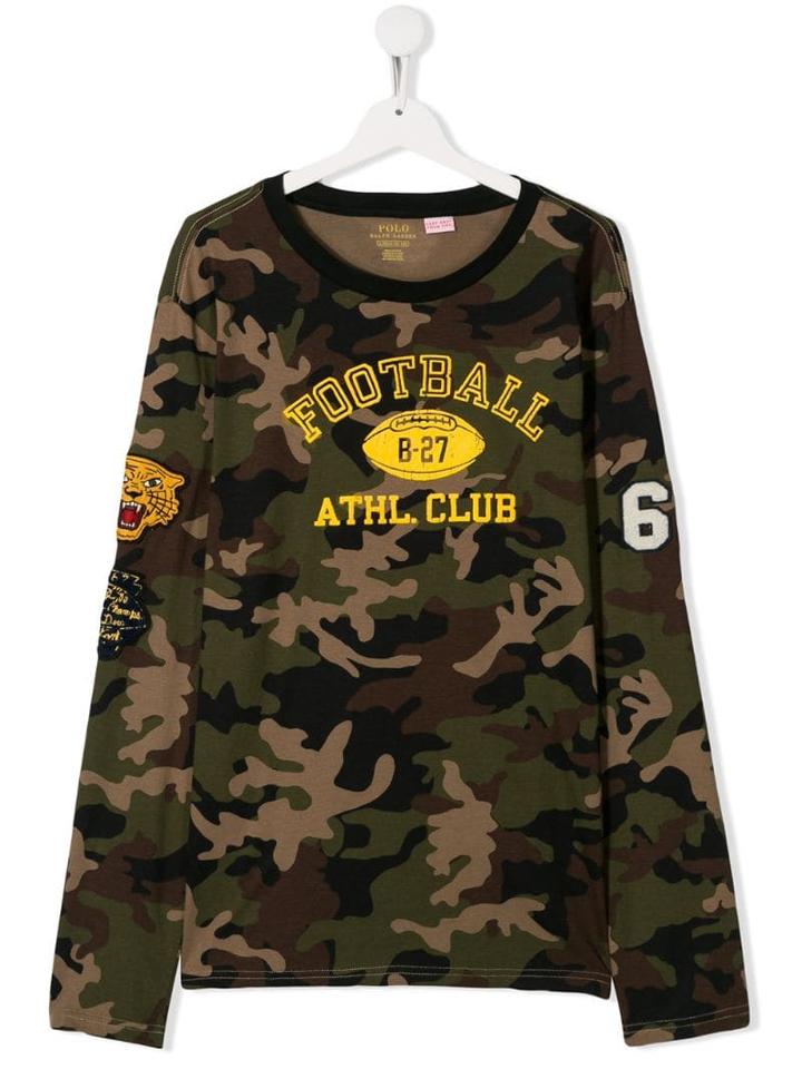 Ralph Lauren Kids Teen Camo Print Jersey Top - Green