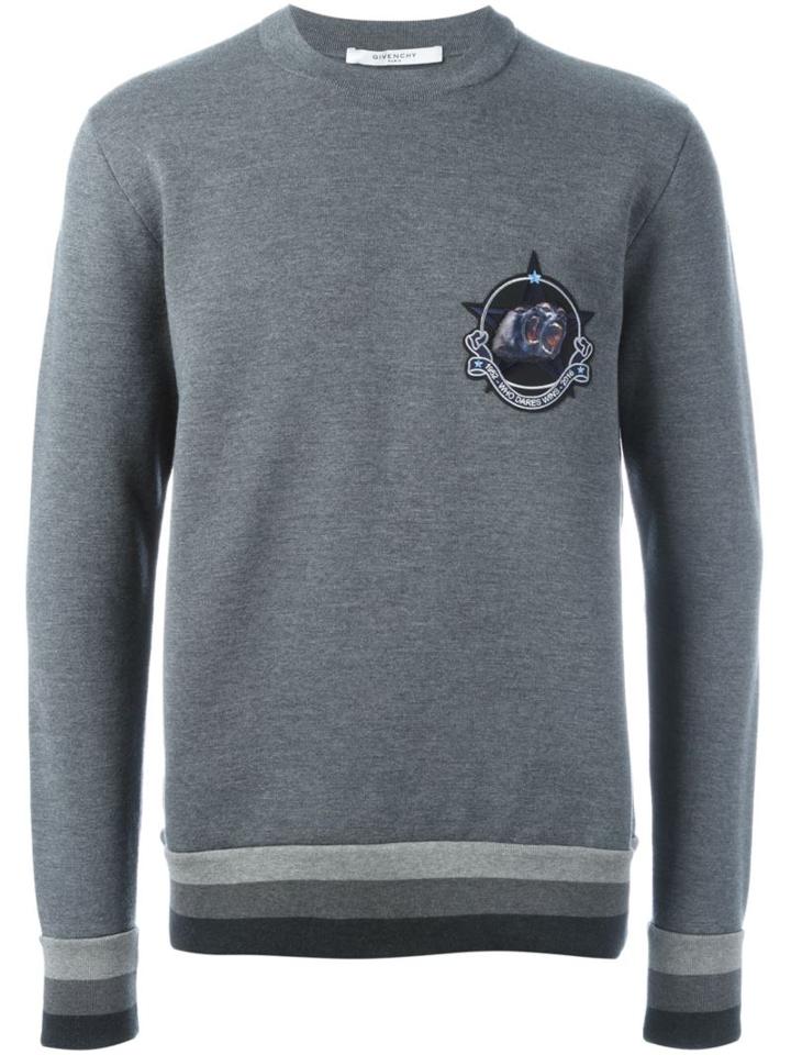 Givenchy Logo Patch Sweatshirt, Men's, Size: Small, Grey, Cotton/polyamide/polyester/wool