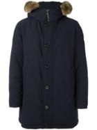 Moncler 'tibet' Parka Coat, Men's, Size: 4, Blue, Cotton/feather Down/polyamide/coyote Fur