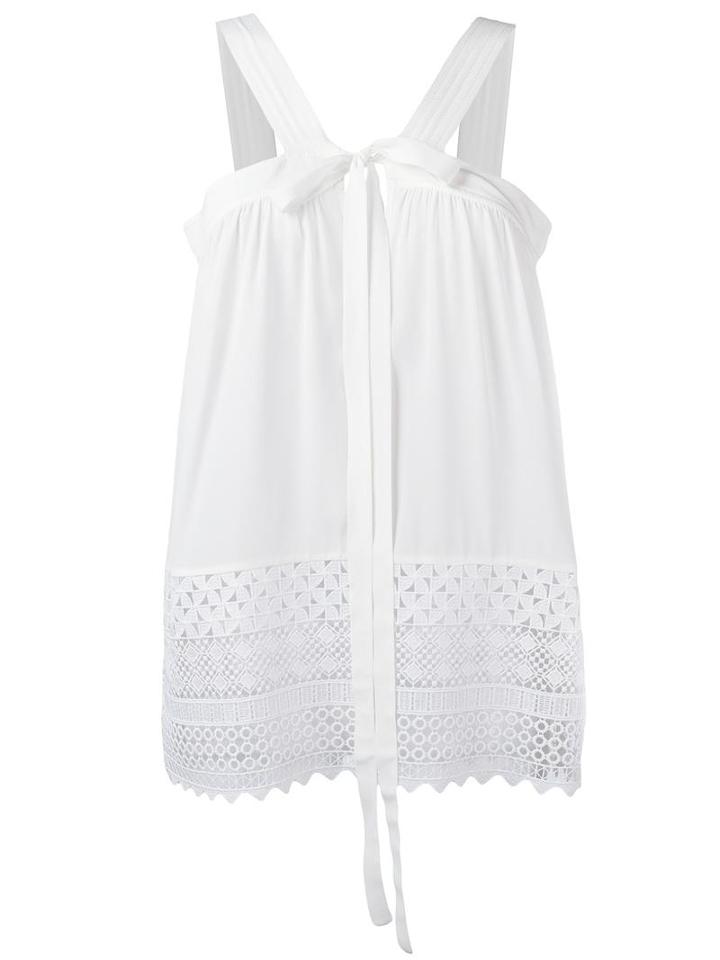 No21 Broderie Anglaise Top, Women's, Size: 42, White, Silk/acetate/polyester