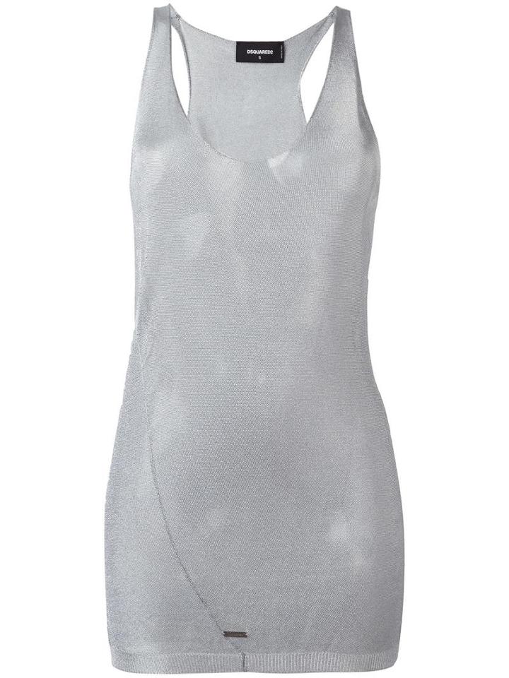 Dsquared2 Transparent Panel Tank Top, Women's, Size: Xs, Grey, Viscose/polyester