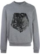 Z Zegna Abstract Print Sweatshirt, Men's, Size: Medium, Grey, Cotton
