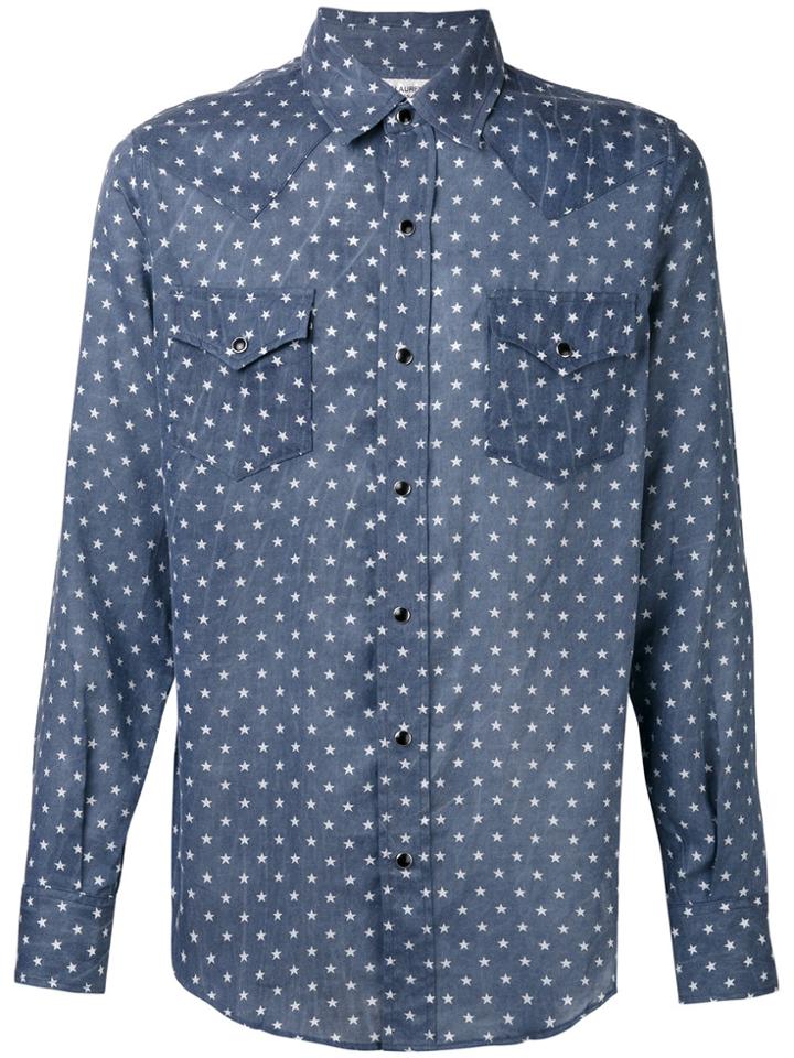 Saint Laurent Star Print Western Shirt - Blue
