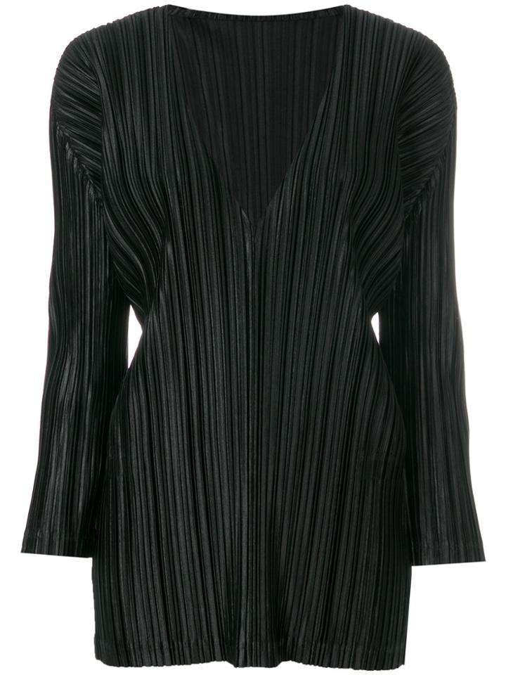 Pleats Please By Issey Miyake V-neck Blouse - Black