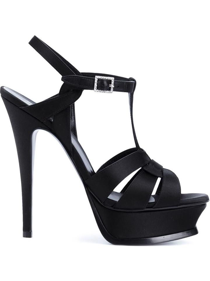 Saint Laurent Tribute Sandals, Women's, Size: 7.5, Black, Acetate