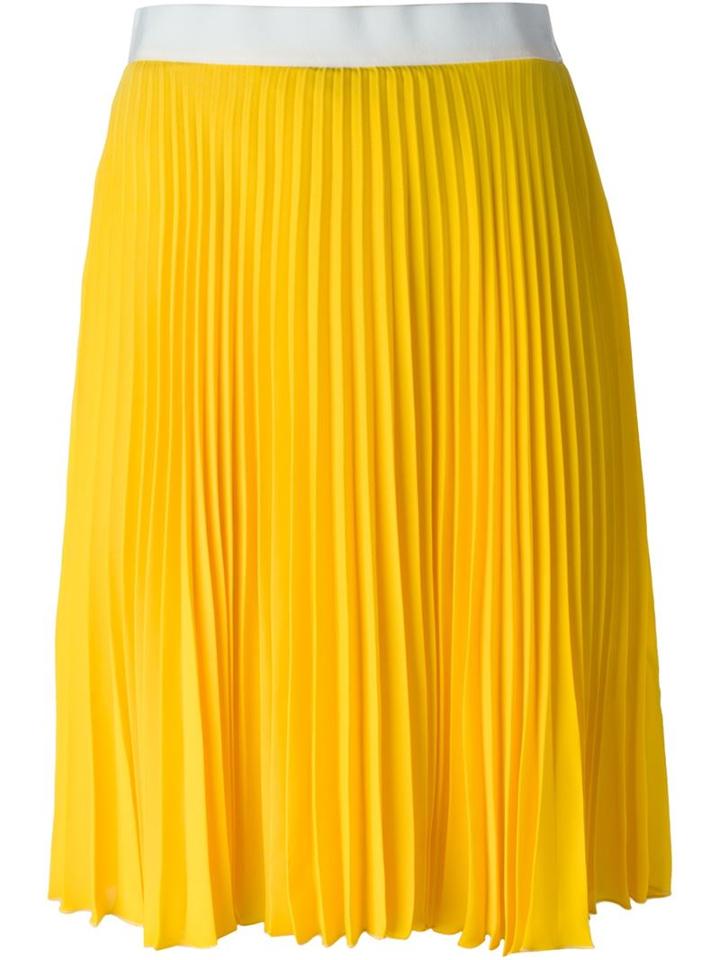 Neil Barrett Pleated Skirt, Women's, Size: 40, Yellow/orange, Polyester