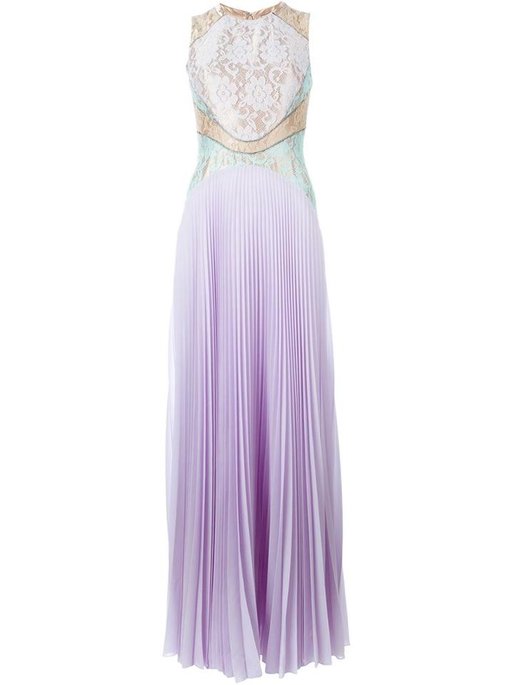 Christopher Kane Floral Lace Pleated Gown, Women's, Size: 8, Pink/purple, Silk/acetate/polyester/spandex/elastane