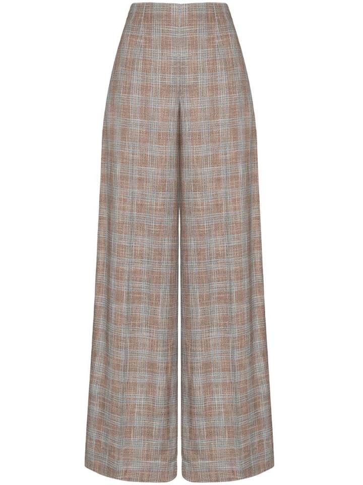 Roland Mouret Tayport Wide-leg Checked Trousers - Pink