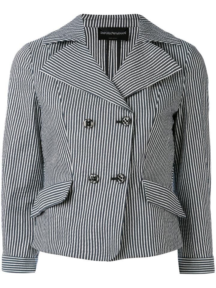 Emporio Armani - Striped Blazer - Women - Cotton/linen/flax/polyamide/spandex/elastane - 46, Black, Cotton/linen/flax/polyamide/spandex/elastane