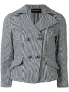 Emporio Armani - Striped Blazer - Women - Cotton/linen/flax/polyamide/spandex/elastane - 46, Black, Cotton/linen/flax/polyamide/spandex/elastane