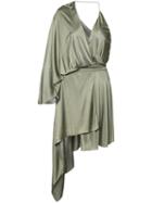 Alexandre Vauthier Asymmetric Ruffled Dress, Women's, Size: 36, Green, Viscose