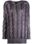 Avant Toi Cashmere Cable Knit Sweater - Purple