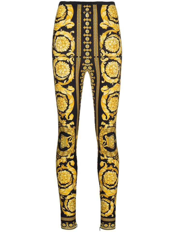 Versace Barocco Fw 91 Print Leggings - Black