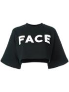 Facetasm Short-sleeve Logo Sweatshirt, Women's, Size: 2, Black, Cotton
