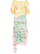 Preen By Thornton Bregazzi Javine Floral Ruched Silk Blend Patchwork