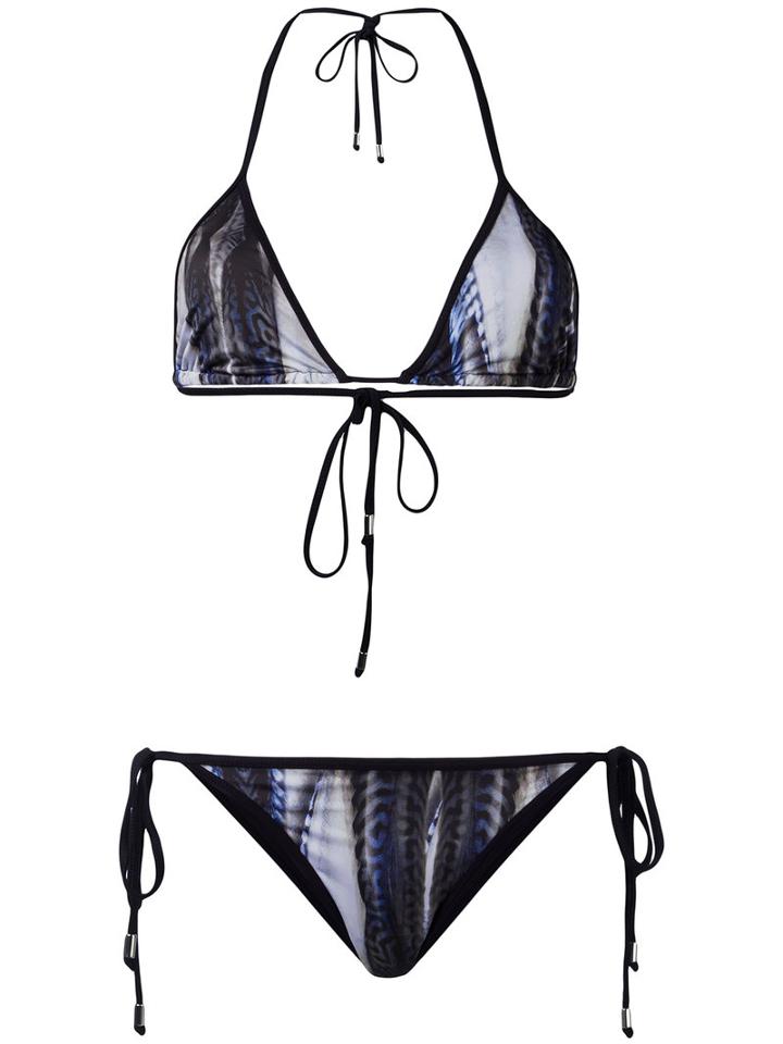 Mona Tie String Bikini, Women's, Size: Medium, Black, Polyester/spandex/elastane