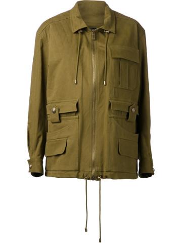 Balmain Field Jacket, Women's, Size: 44, Green, Cotton/spandex/elastane