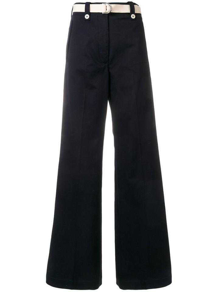 Moncler Belted Wide Leg Trousers - Blue