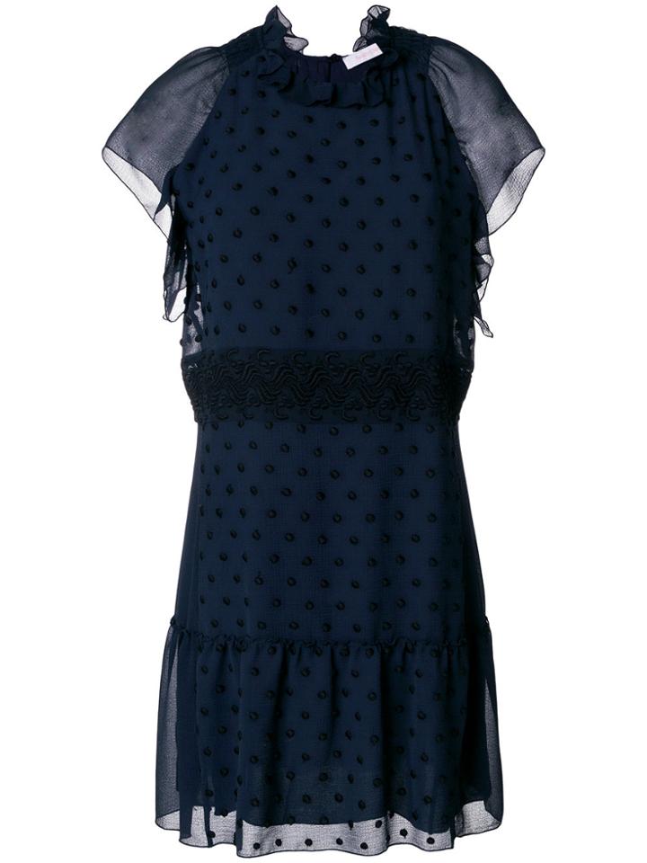 See By Chloé Embroidered A-line Dress - Blue