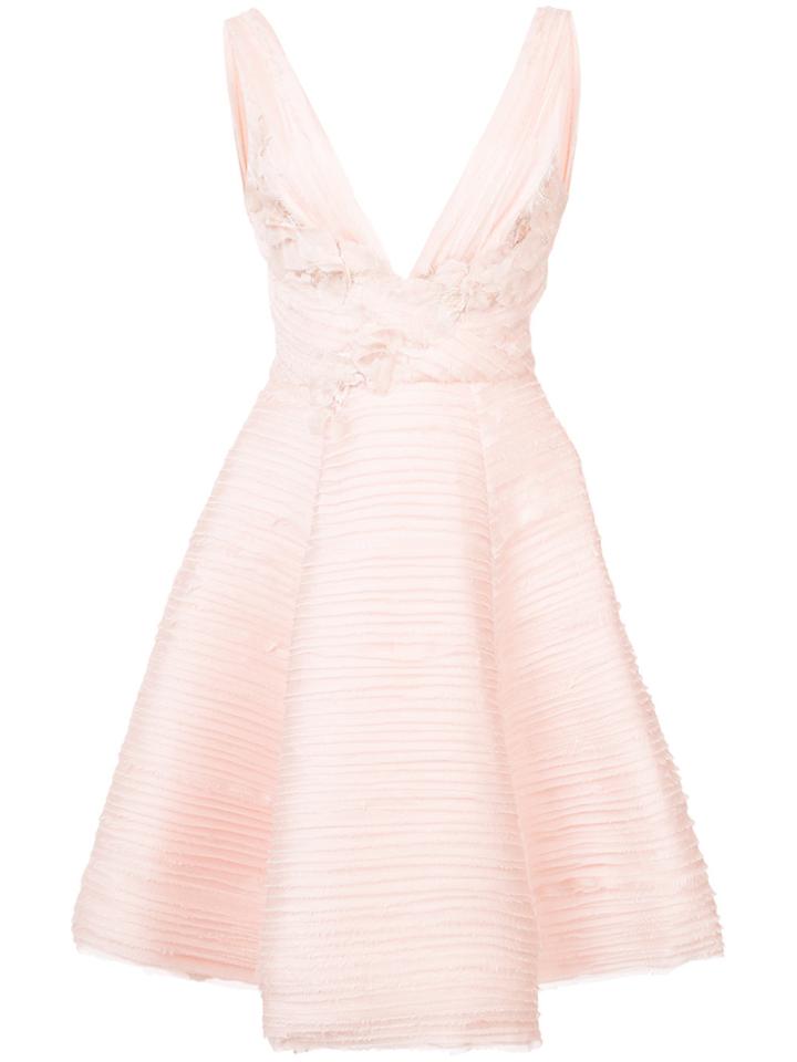 Marchesa Notte Ruche Detail Asymmetric Dress - Pink & Purple