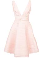 Marchesa Notte Ruche Detail Asymmetric Dress - Pink & Purple