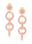 Oscar De La Renta Beaded Link Earrings - Pink & Purple