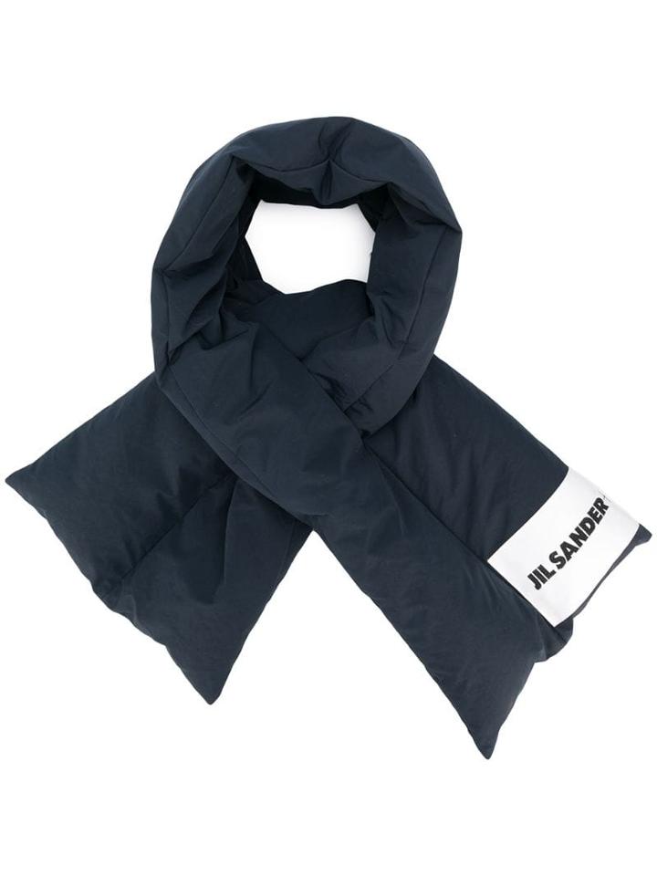 Jil Sander Quilted Logo Patch Scarf - Blue