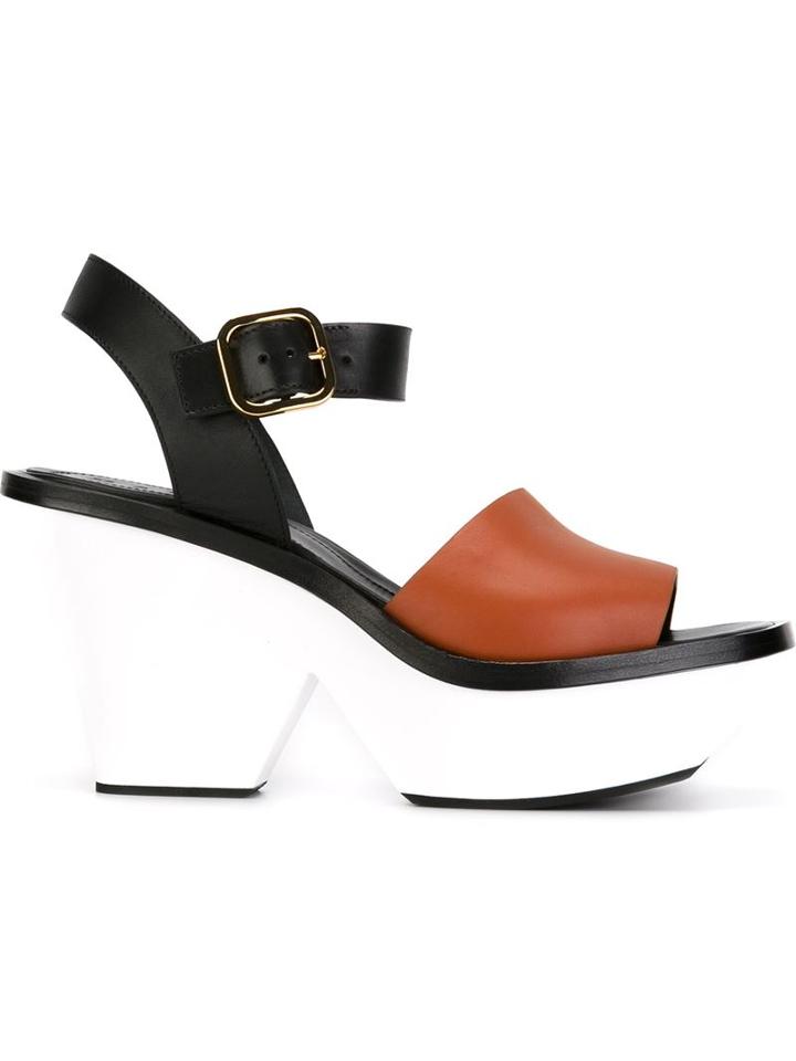 Marni Colour Block Platform Sandals, Women's, Size: 38, Black, Leather/rubber