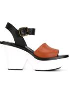 Marni Colour Block Platform Sandals, Women's, Size: 38, Black, Leather/rubber