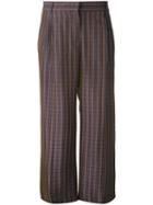 Aspesi - Checked Cropped Trousers - Women - Silk/viscose - 44, Blue, Silk/viscose