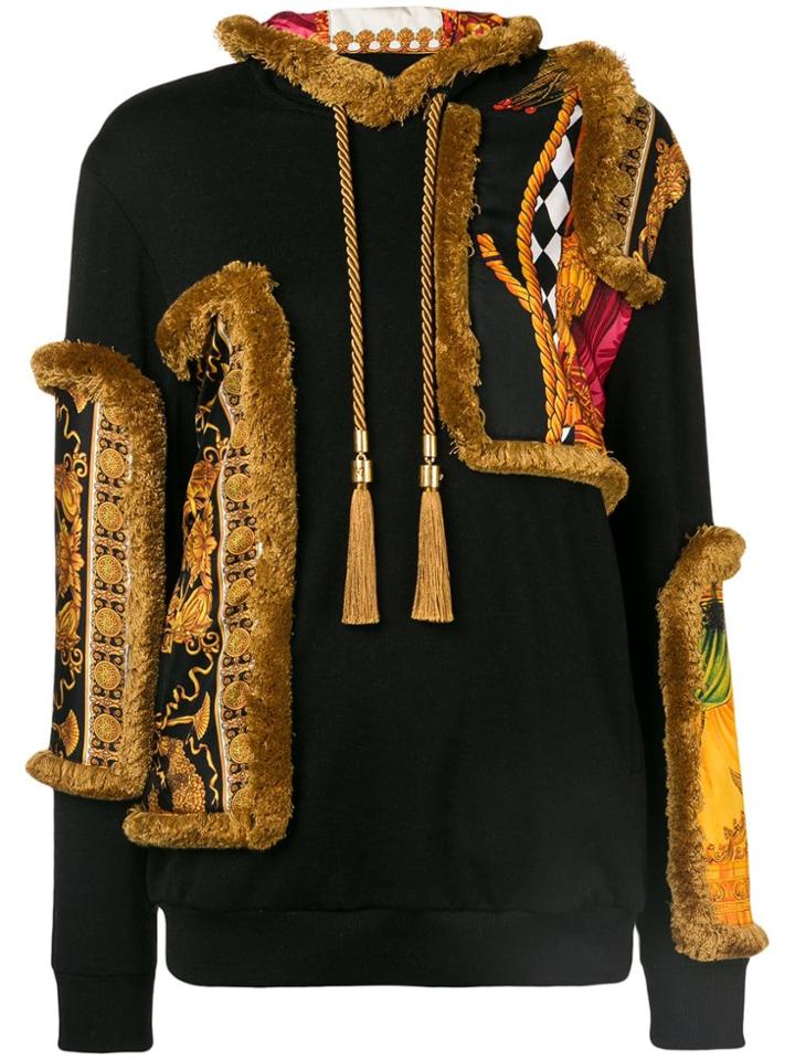 Versace Baroque Appliqué Hoodie - Black