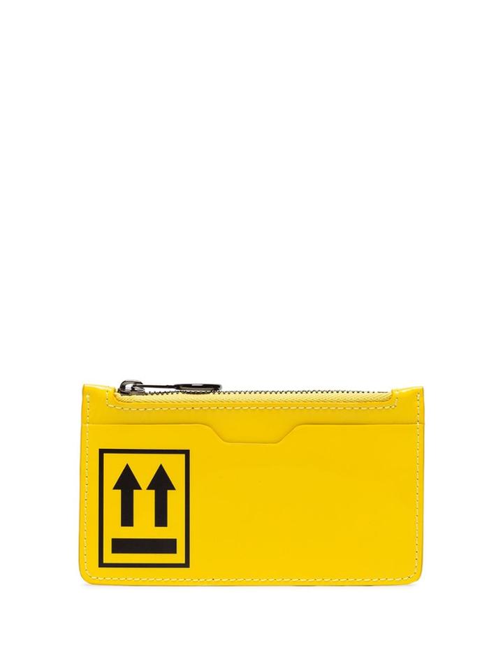 Off-white Yellow Arrow Print Leather Pouch