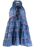 Anjuna Printed Tassel Detail Dress - Blue