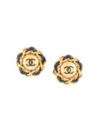 Chanel Vintage Chain Detail Cc Earrings - Gold