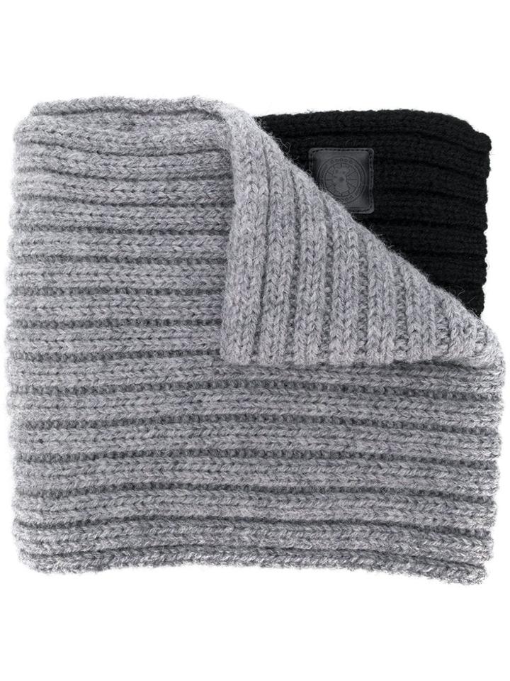 Canada Goose Two-tone Ribbed Scarf - Black