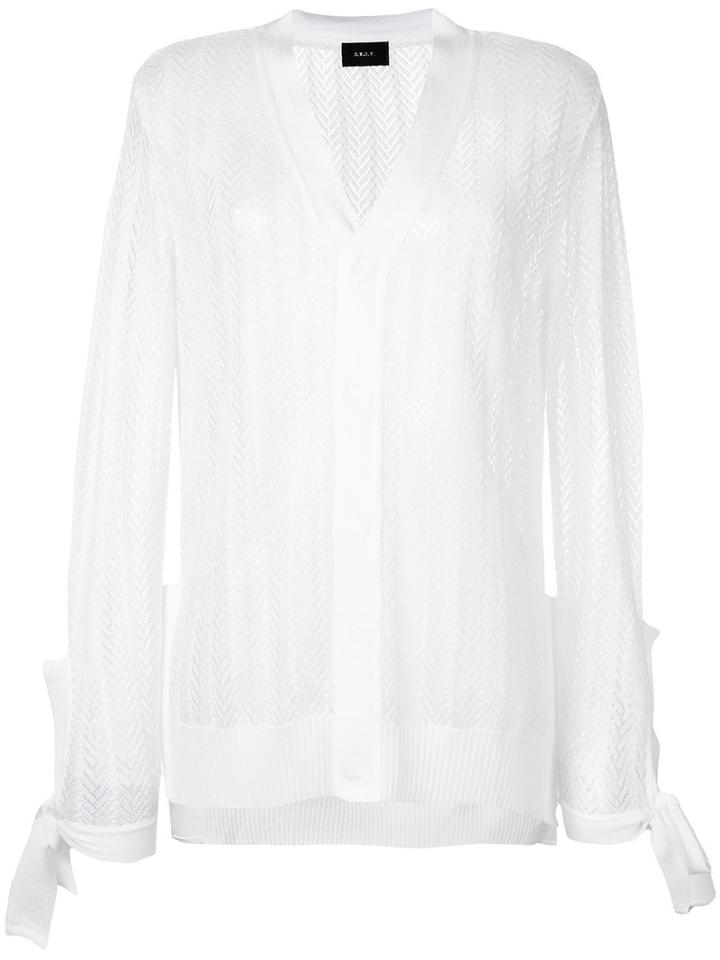 G.v.g.v. Crochet Bow Cardigan, Women's, Size: Xs, White, Polyester/lyocell