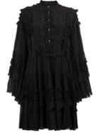 Faith Connexion Tiered Ruffle Trim Dress, Women's, Size: Xs, Black, Cotton/polyamide/viscose