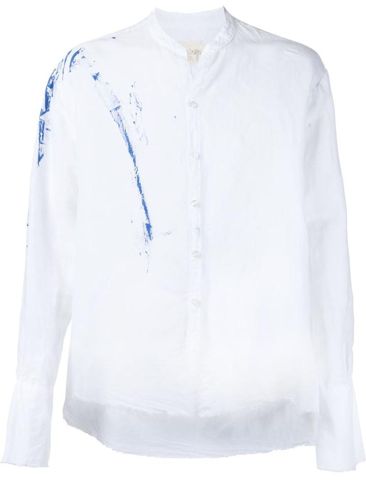 Greg Lauren Splatter Print Shirt, Men's, Size: 3, White, Linen/flax
